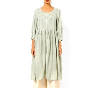 Project Eve Striped Flared Kurta/Dress with Bishop Sleeves